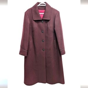 Tabé A. Gordon Ltée women's vintage burgundy and pink pure wool coat size L